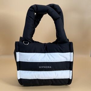 Sephora Black and White Quilted Puffer Cosmetic Bag